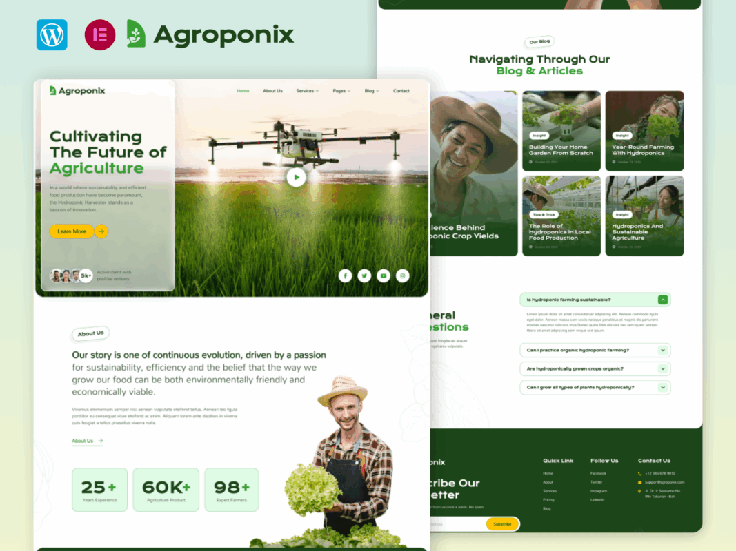 Agroponix – Hydroponic & Agriculture Elementor Template Kit