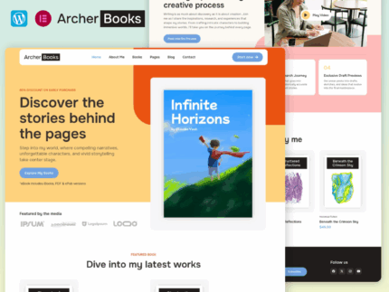 ArcherBooks - Author and eBook Resume Elementor Pro Template Kit