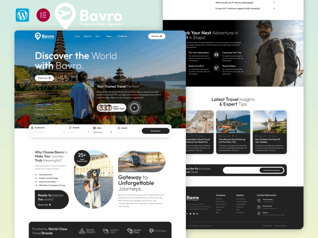 Bavro – Travel And Tour Agency Elementor Template Kits