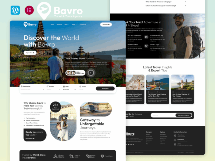 Bavro - Travel And Tour Agency Elementor Template Kits