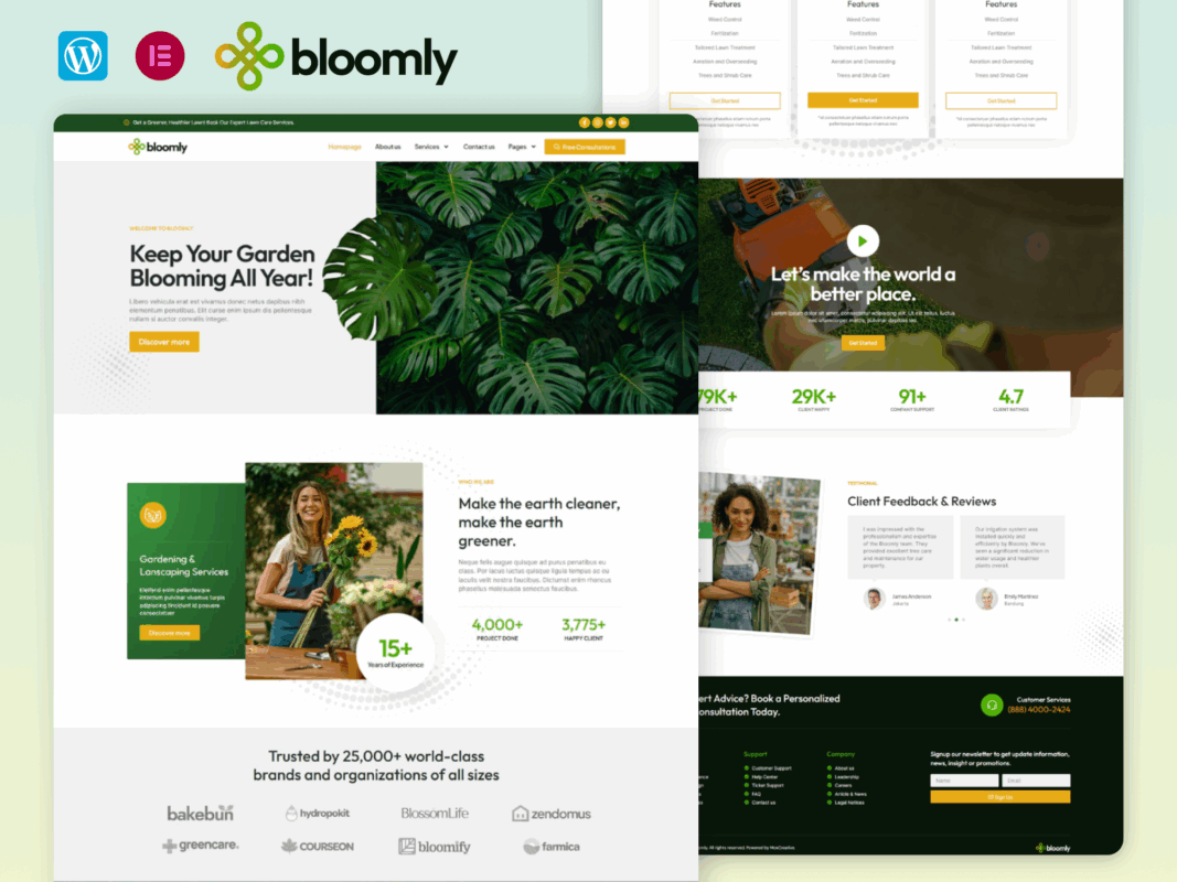 Bloomly – Landscape And Gardening Service Elementor Pro Template Kit