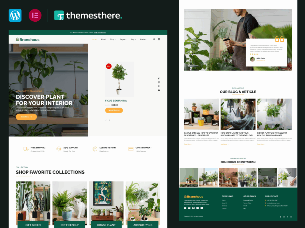 Branchous – Plant & Garden Store Elementor Template Kit