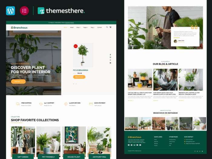 Branchous – Plant & Garden Store Elementor Template Kit