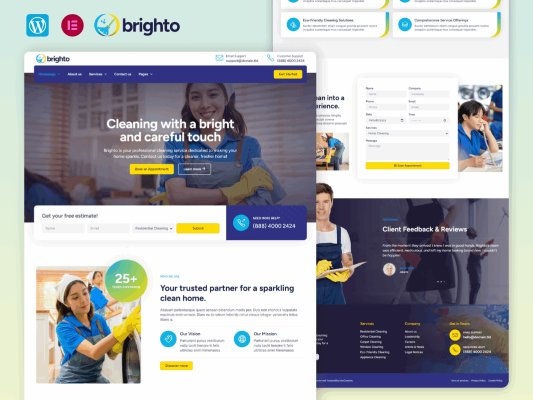 Brighto – Cleaning Service Company Elementor Pro Template Kit
