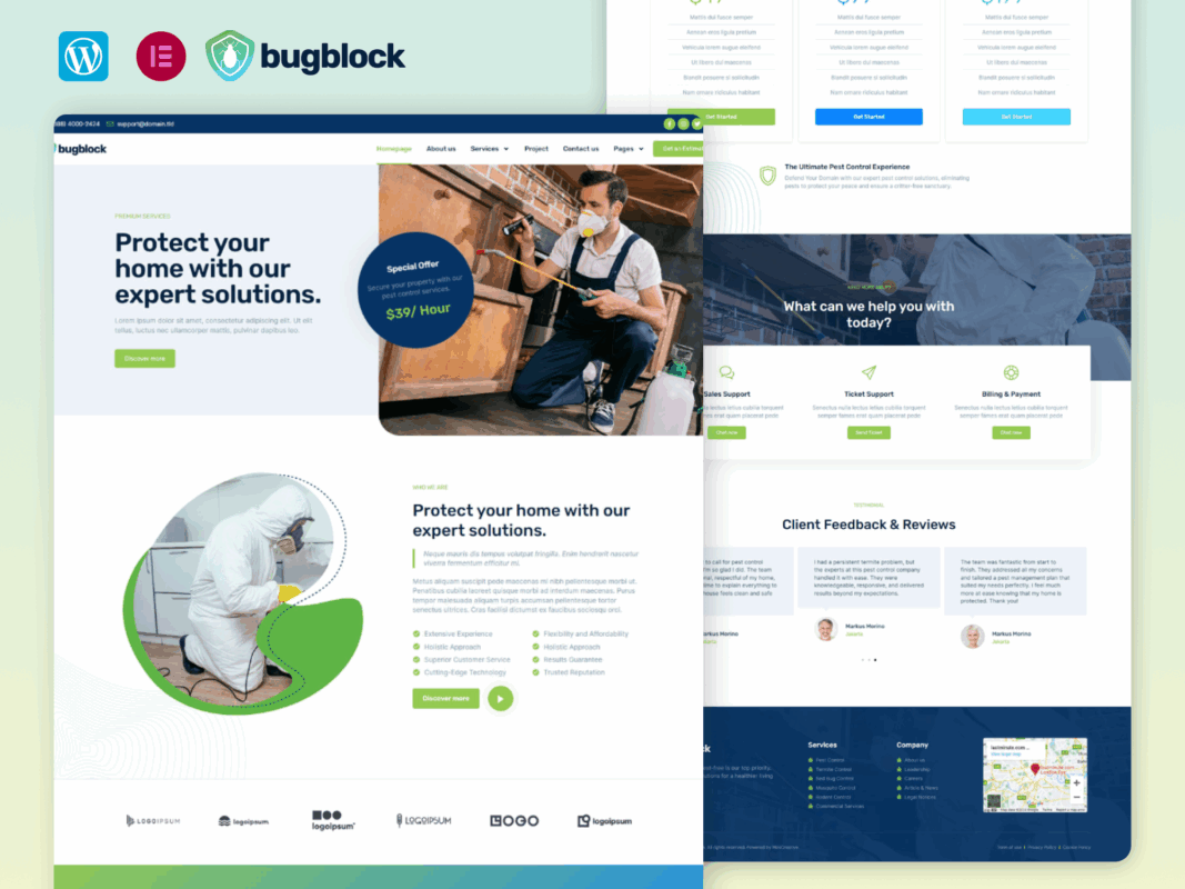 BugBlock – Pest Control Service Elementor Template Kit