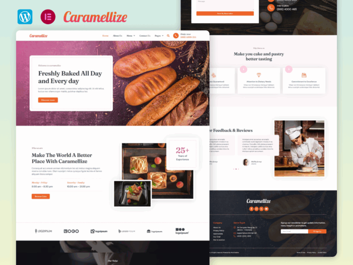 Caramellize - Bakery And Pastry Elementor Pro Template Kit