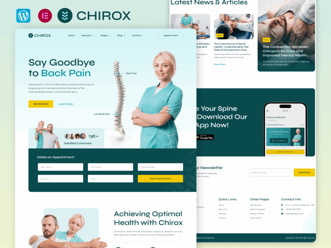 Chirox – Chiropractic And Physiotherapy Elementor Template Kit