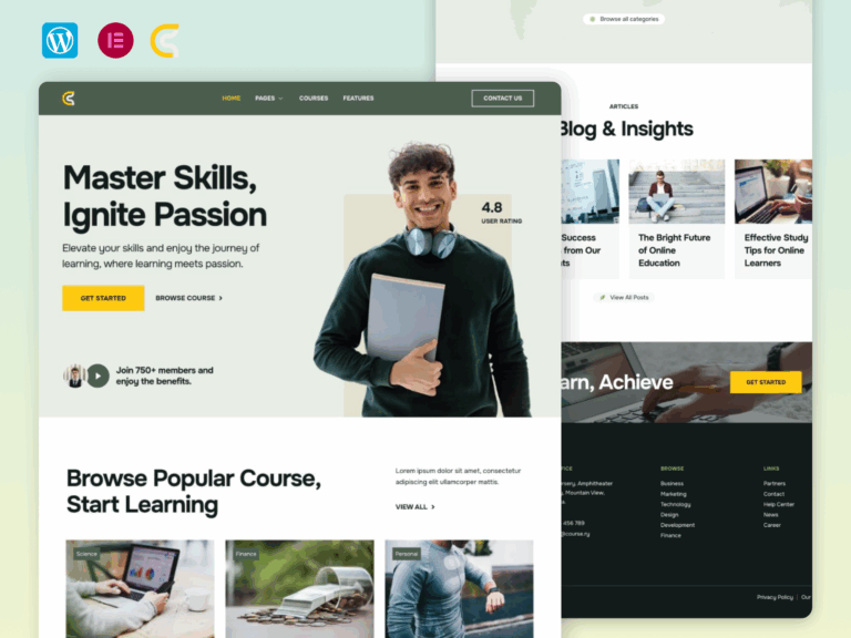 Coursery - Online Education Course And Class Elementor Template Kit