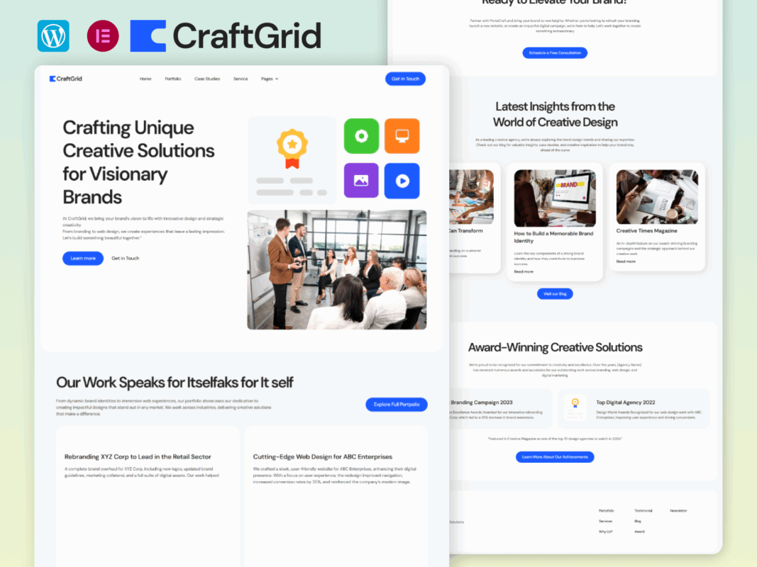 CraftGrid – Creative Agency Portfolio Elementor Template Kit