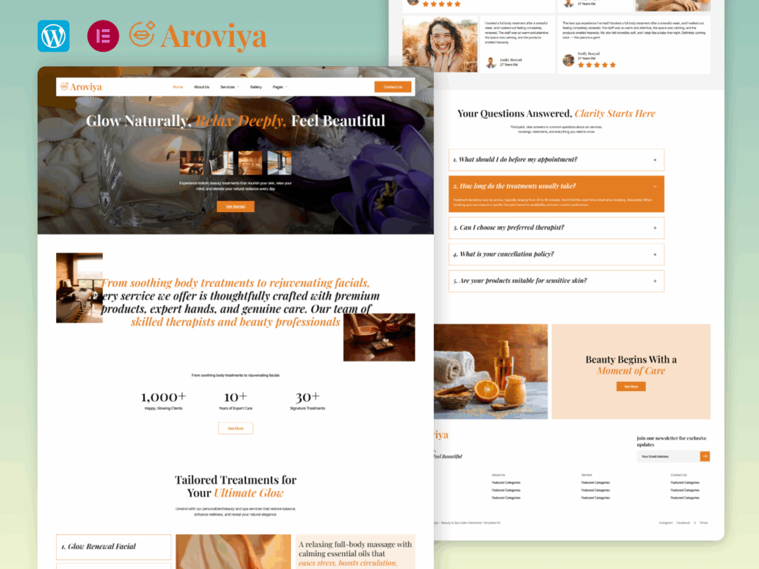 Aroviya – Beauty And Spa Salon Elementor Template Kit