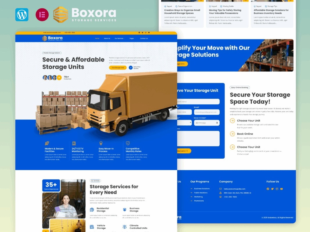 Boxora – Storage Service Elementor Template Kit