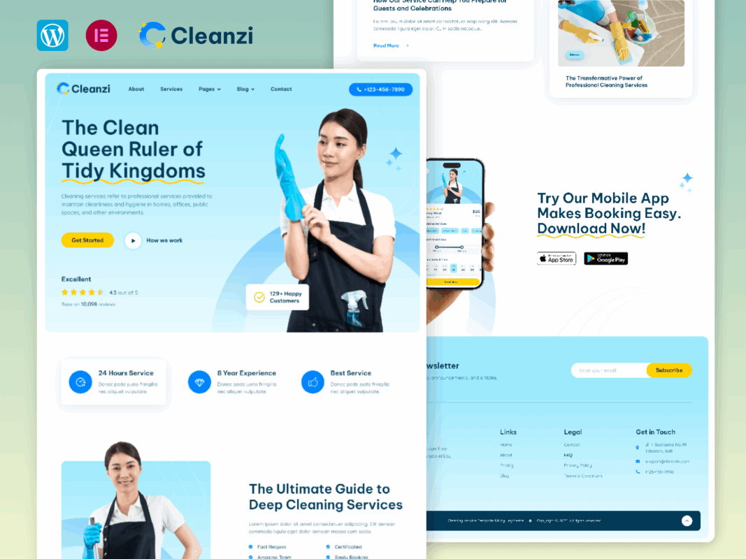Cleanzi – Cleaning Services Elementor Template Kit