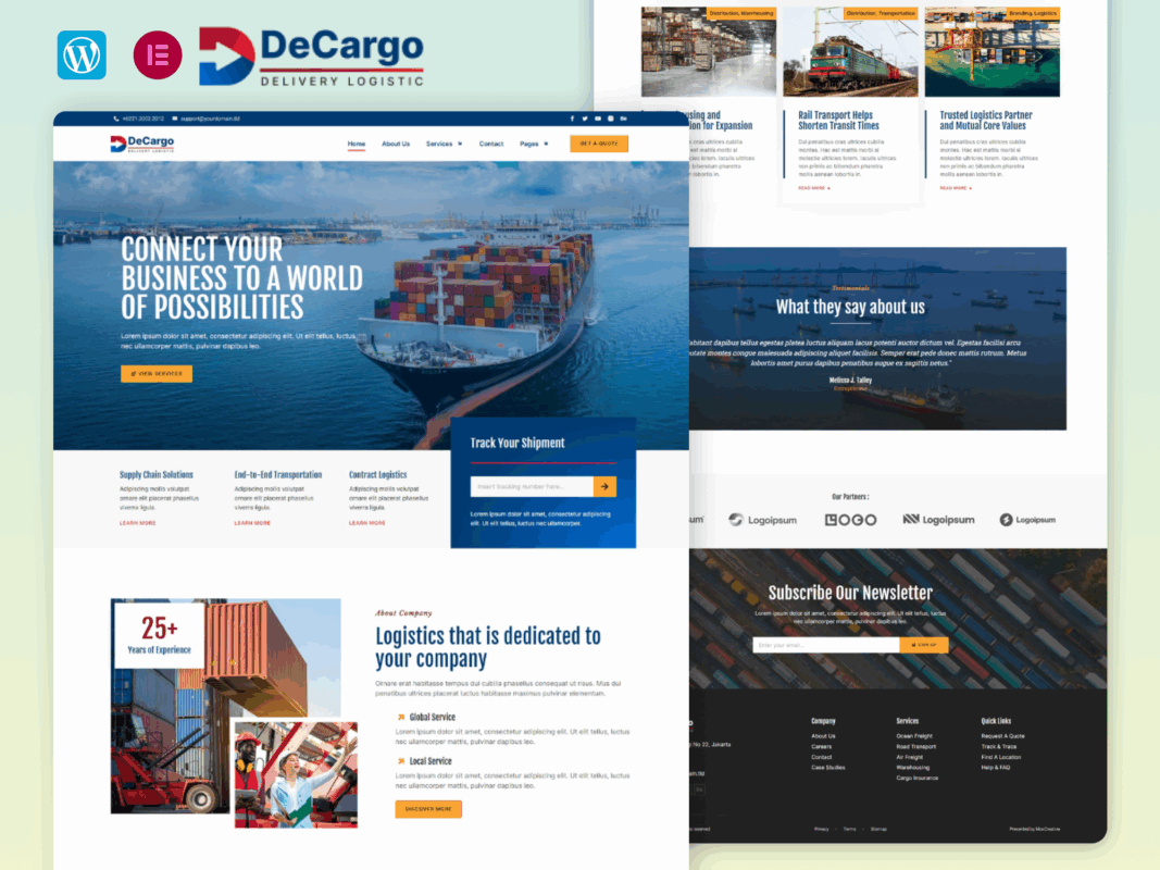 DeCargo – Logistics And Transportation Services Elementor Template Kit