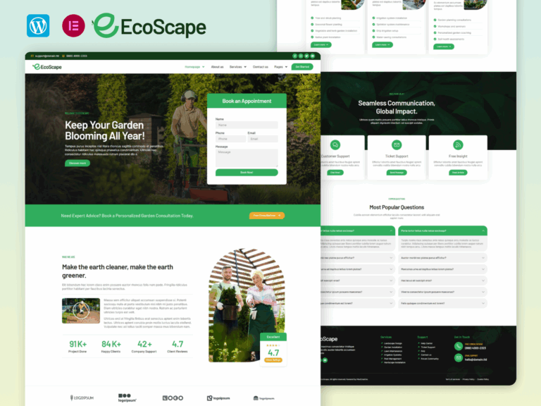 EcoScape - Gardening And Landscape Elementor Pro Template Kit