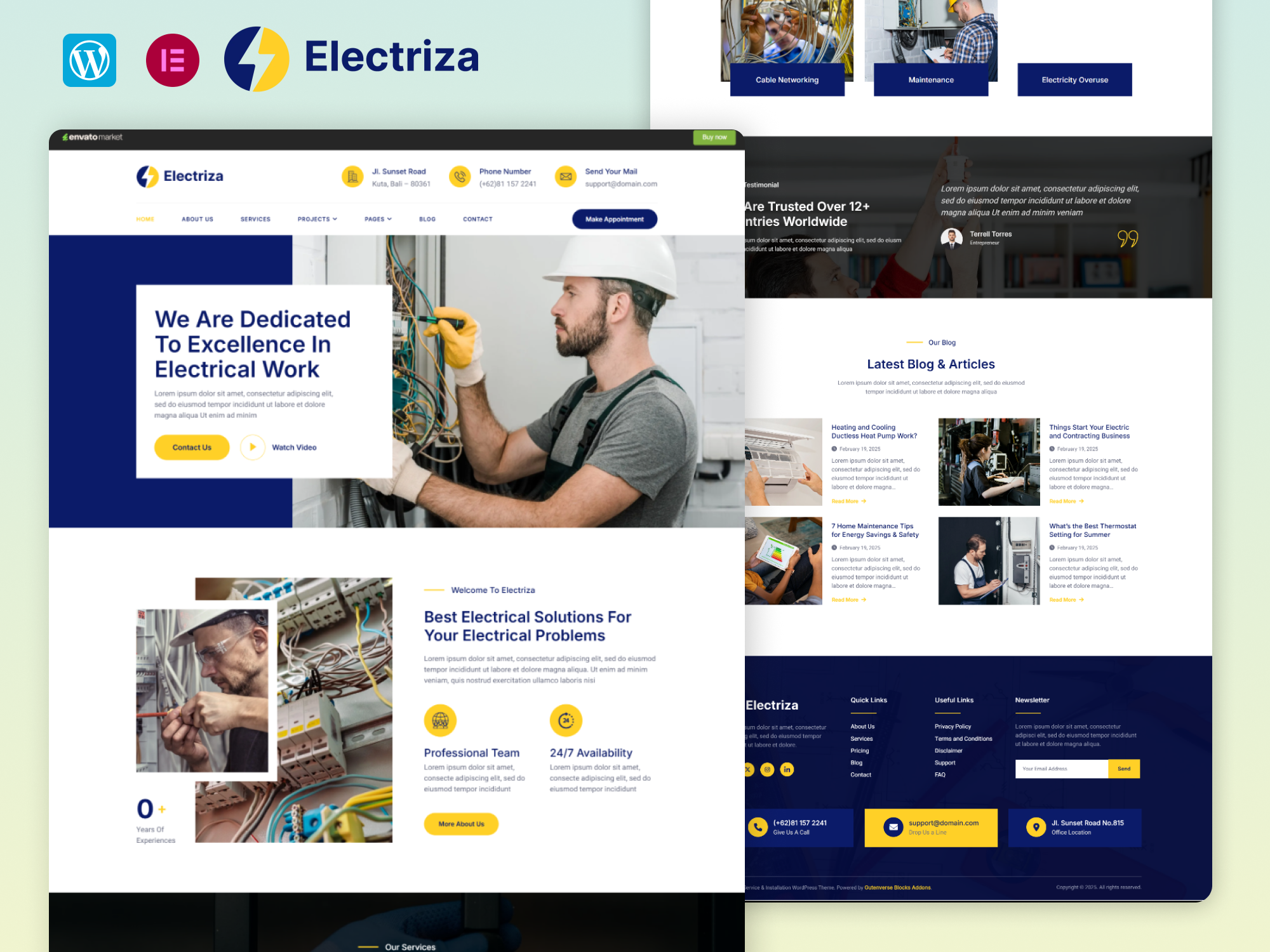 Electriza – Electrical Installation And Maintenance Services FSE WordPress Theme