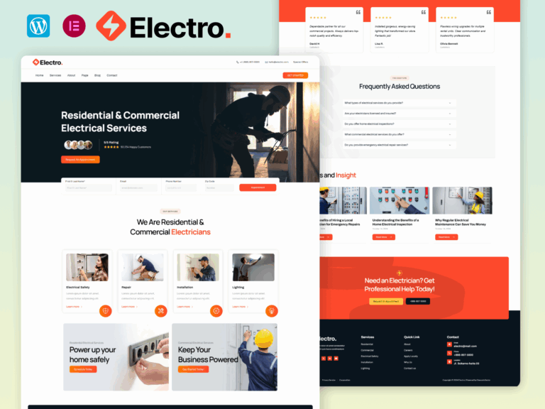 Electro - Electrician And Electrical Services Elementor Template Kit