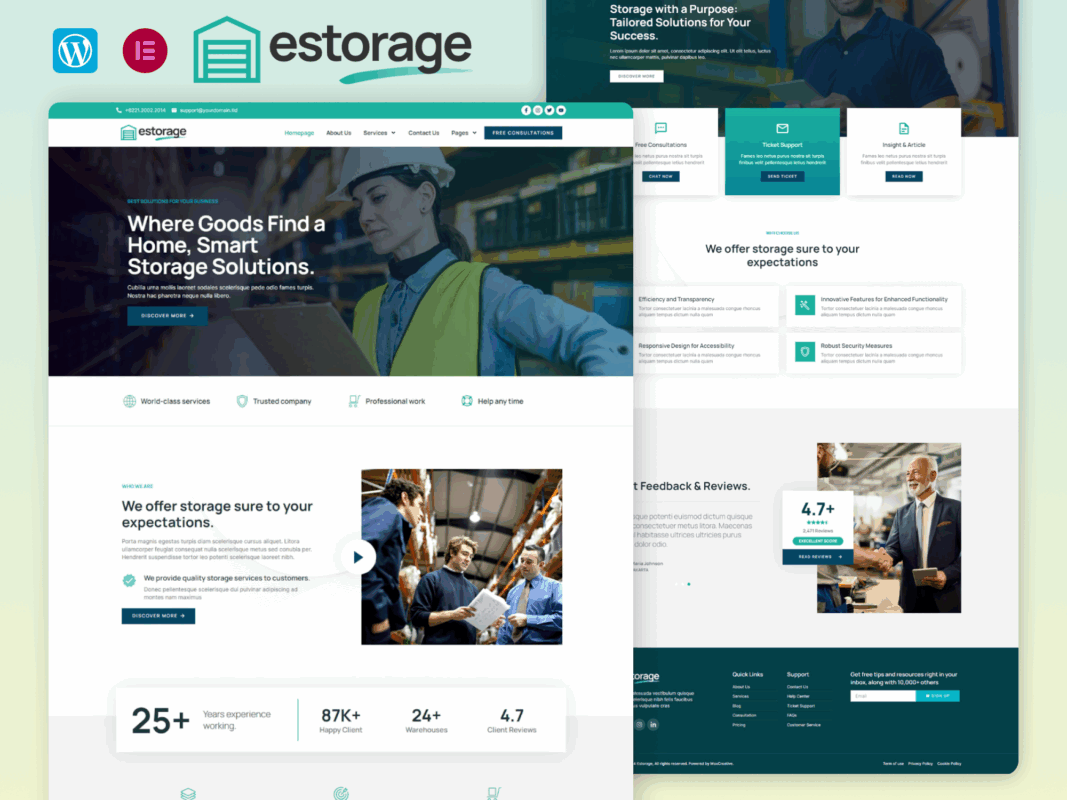 Estorage – Storage Service Company Elementor Pro Template Kit