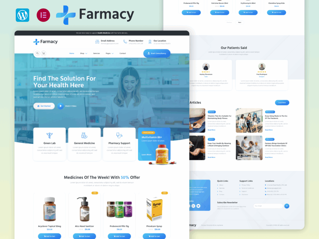 Farmacy – Pharmacy And Medical Store Elementor Template Kit