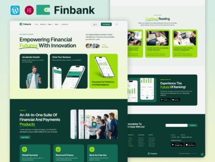 Finbank - Digital Banking And Fintech Elementor Template Kit