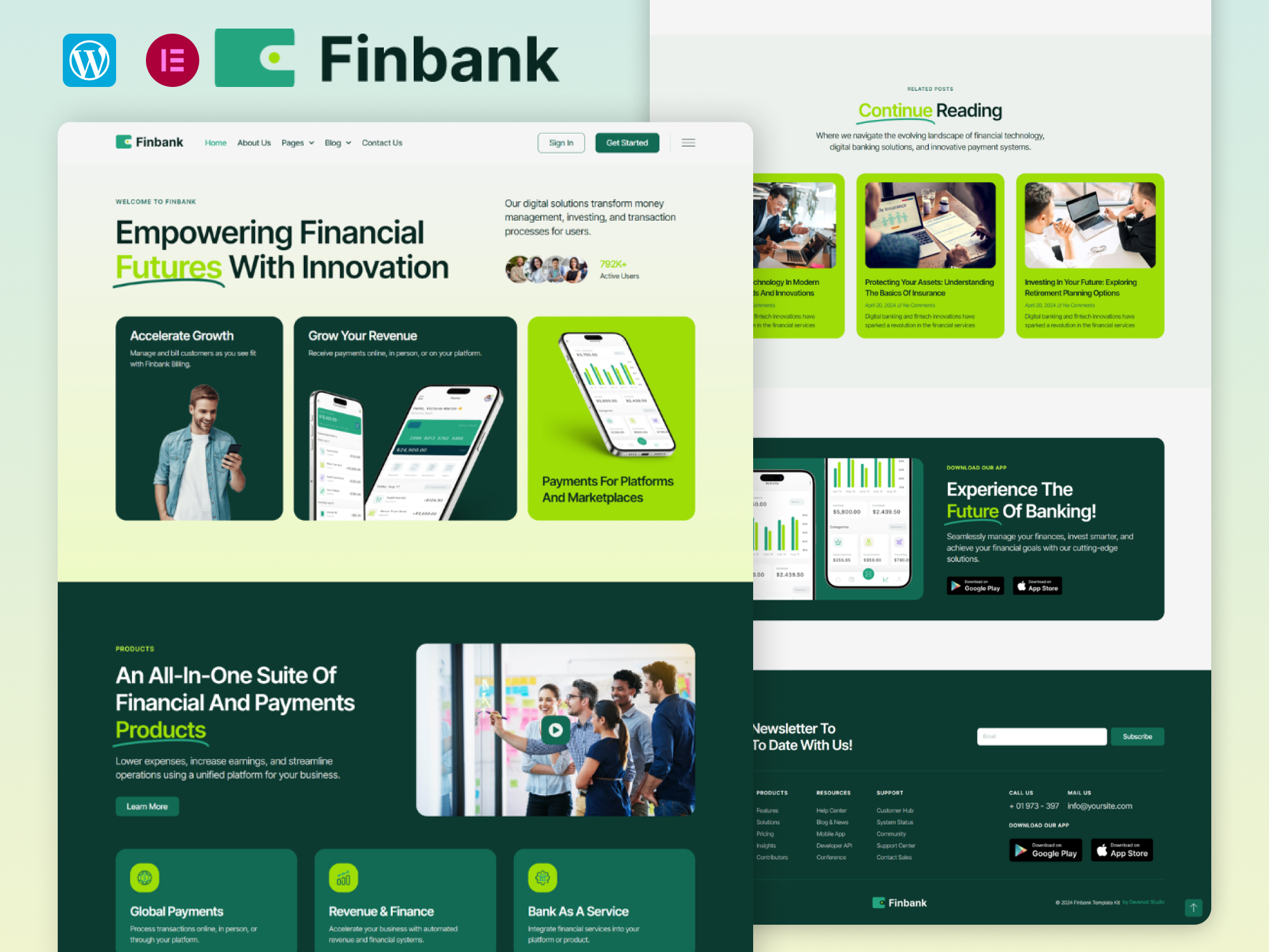 Finbank - Digital Banking And Fintech Elementor Template Kit