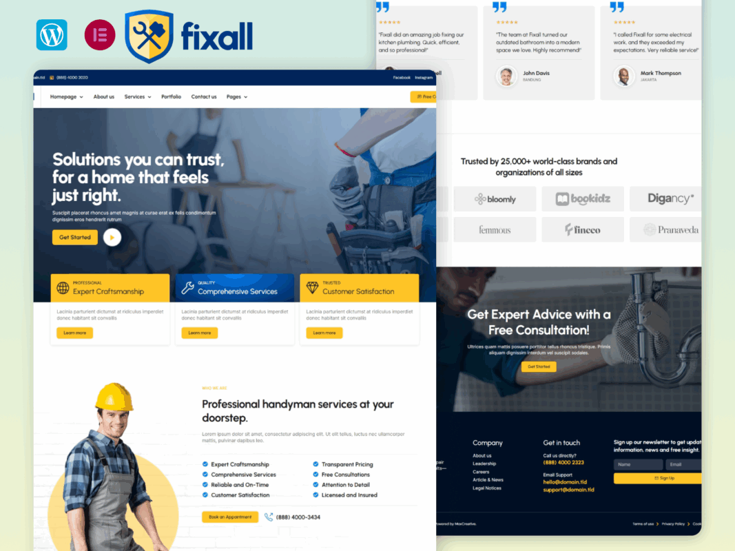 FixAll – Handyman And Repair Service Elementor Pro Template Kit