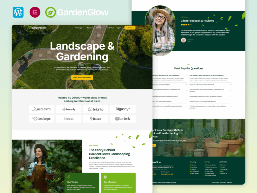 GardenGlow – Gardening And Landscape Elementor Pro Template Kit