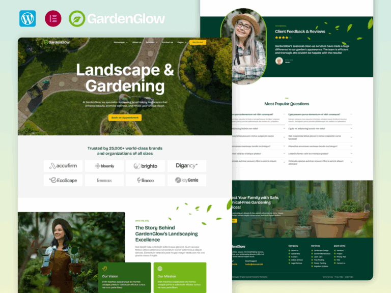 GardenGlow - Gardening And Landscape Elementor Pro Template Kit