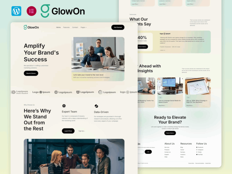 GlowOn - Digital Marketing Agencies, Modern Elementor Template Kit