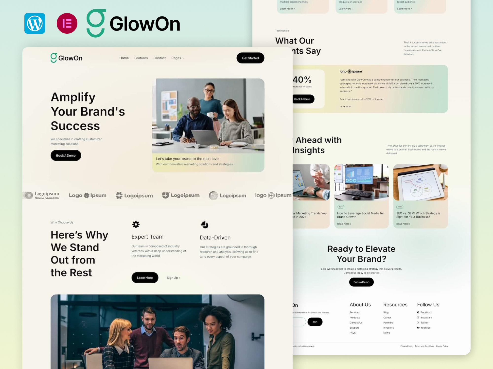 GlowOn - Digital Marketing Agencies, Modern Elementor Template Kit