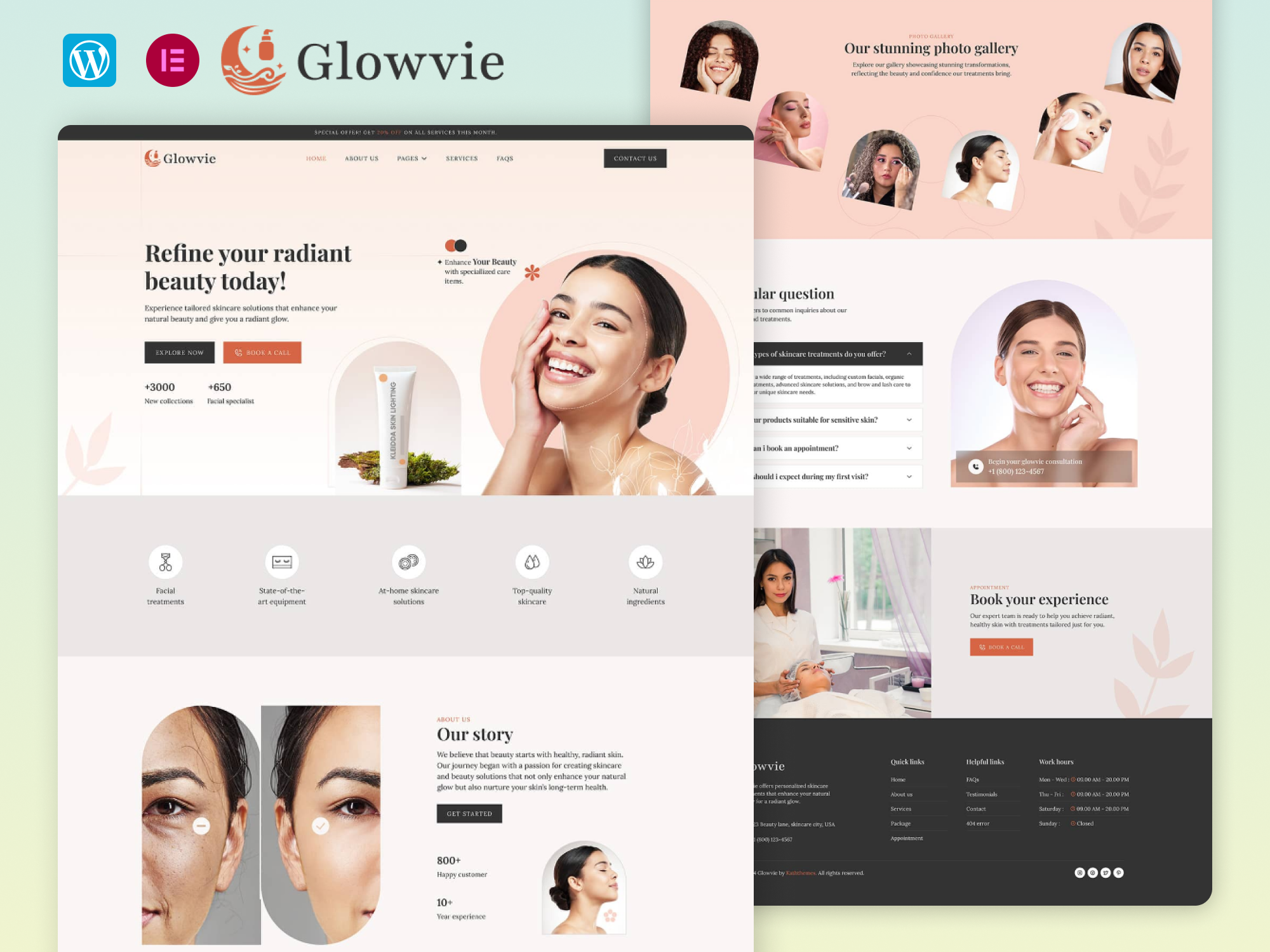 Glowvie - Beauty And Skincare Elementor Pro Template Kit