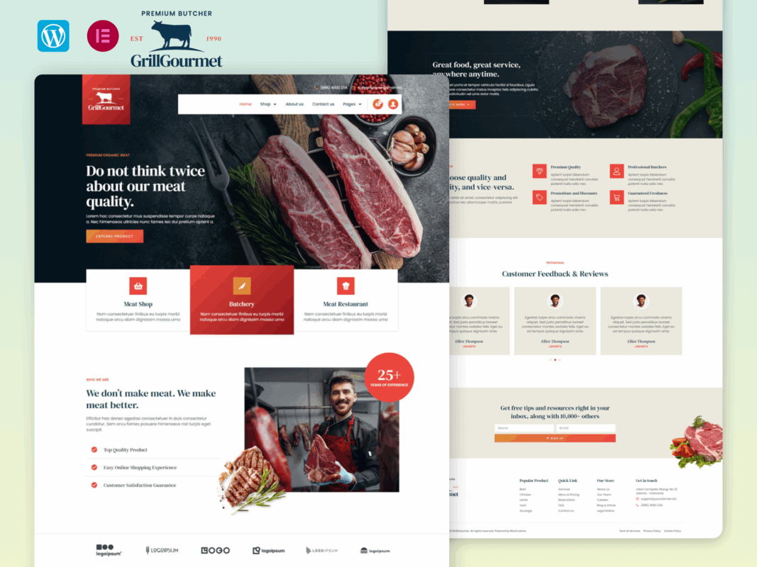 GrillGourmet – Butcher And Meat Shop Elementor Template Kit