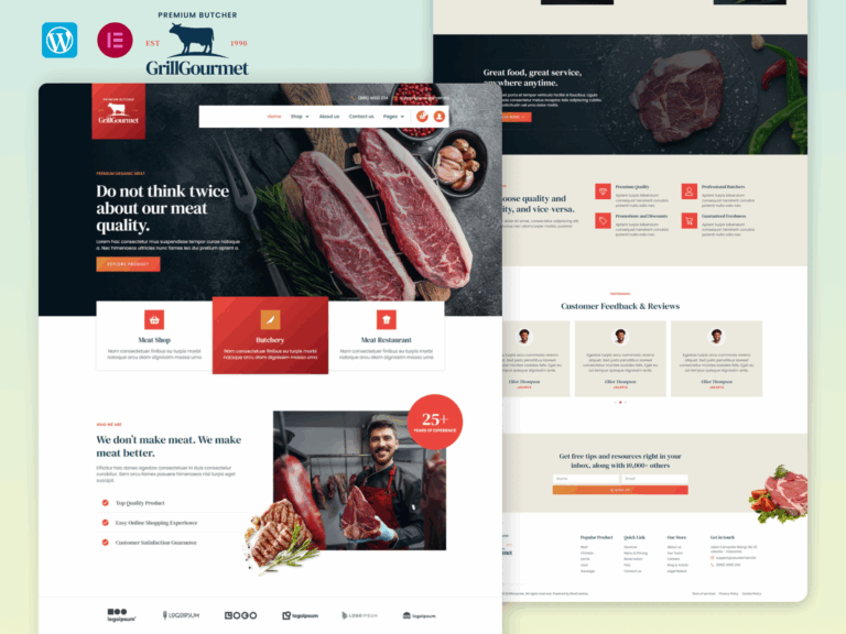 GrillGourmet - Butcher And Meat Shop Elementor Template Kit