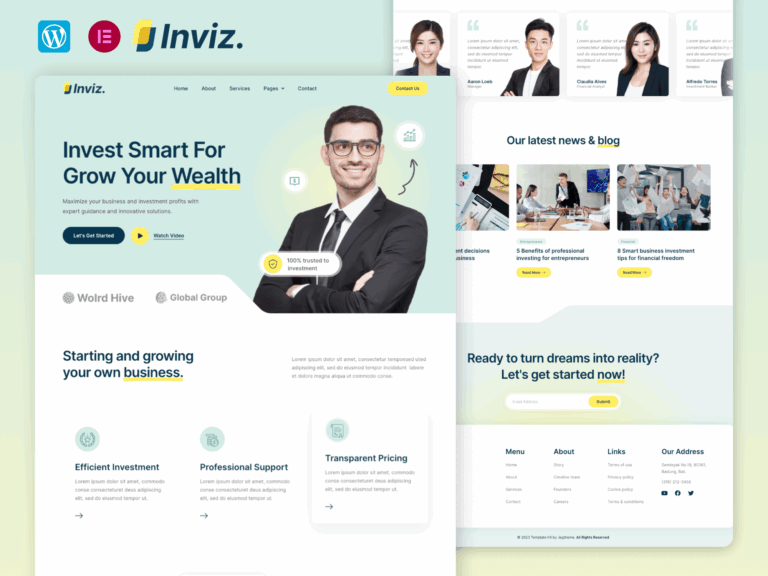 Inviz – Business Consulting And Investment Elementor Template Kit