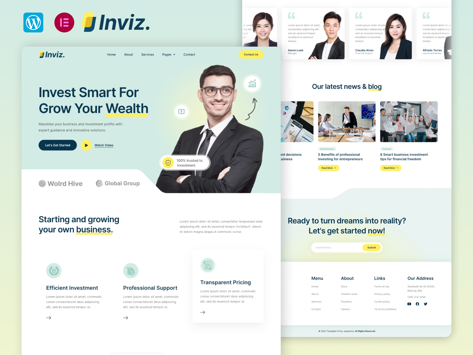 Inviz – Business Consulting And Investment Elementor Template Kit