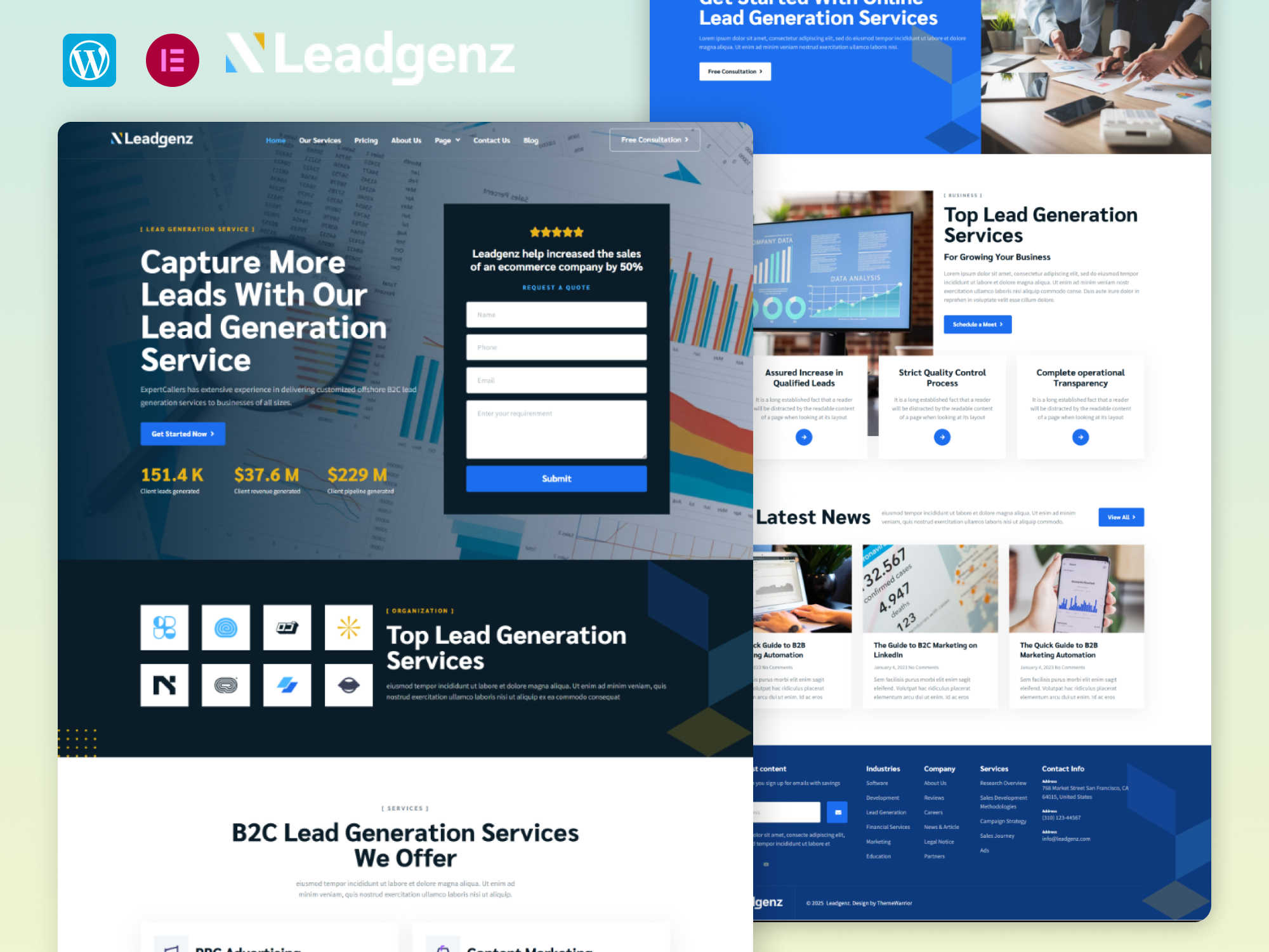 Leadgenz - Lead Generation And Sales Agency Elementor Pro Template Kit