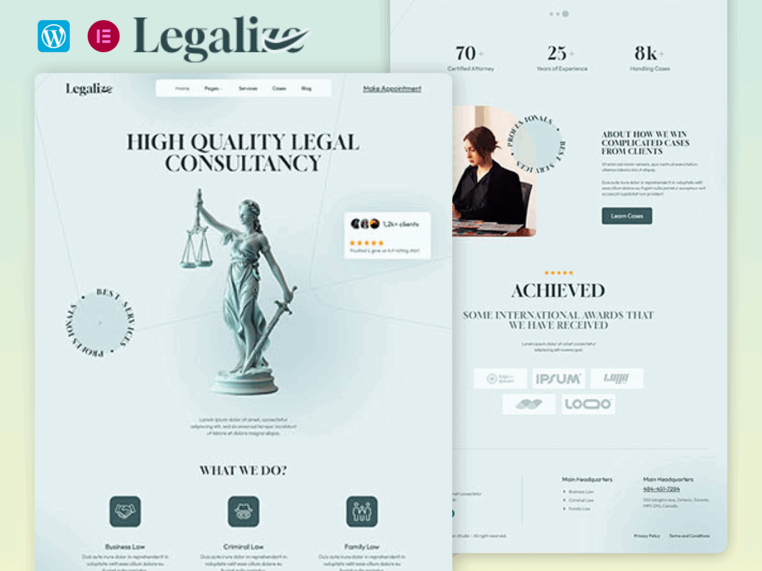 Legalize – Law Firm And Attorney Elementor Template Kit
