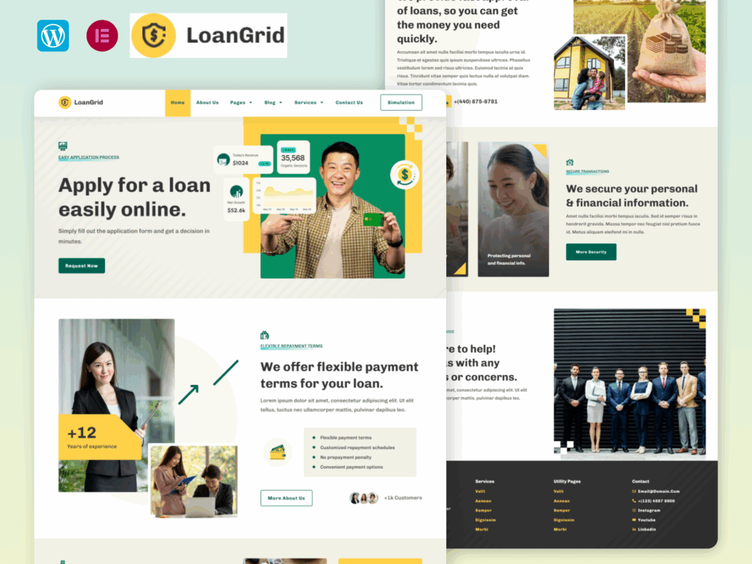LoanGrid – Loans And Financing Elementor Pro Template Kit