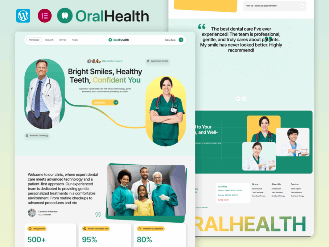 OralHealth – Dental Clinic And Medical Elementor Template Kit