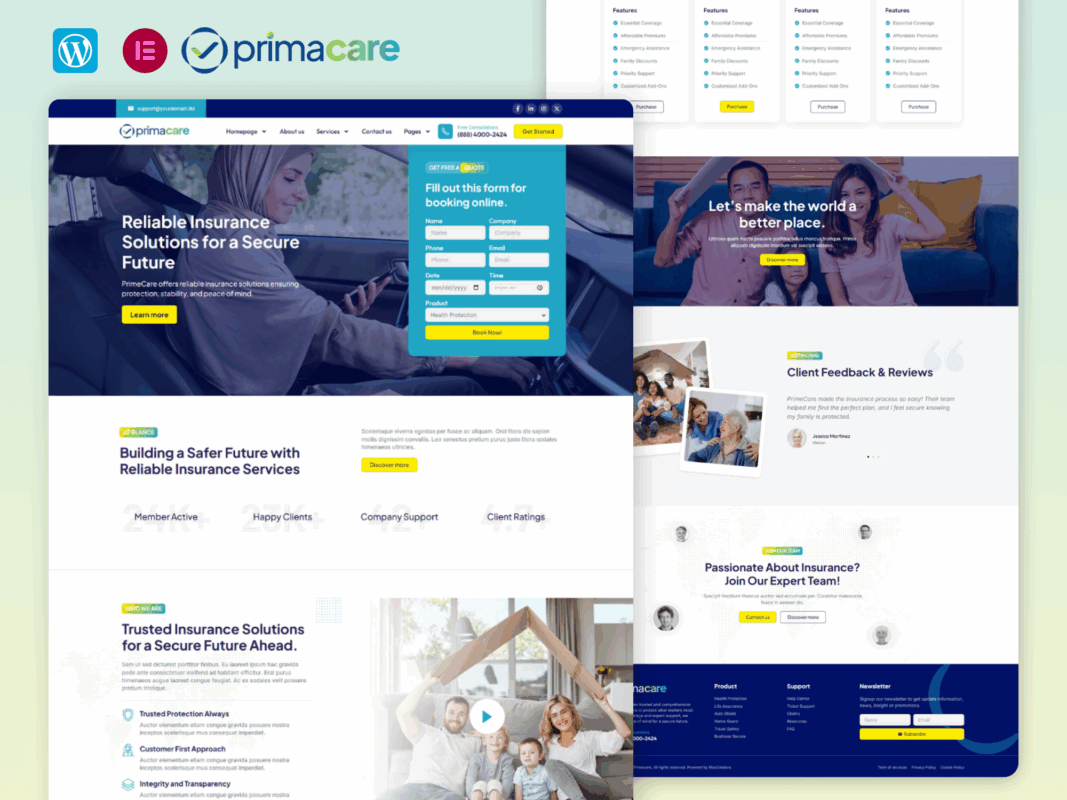 PrimaCare – Finance And Insurance Company Elementor Pro Template Kit