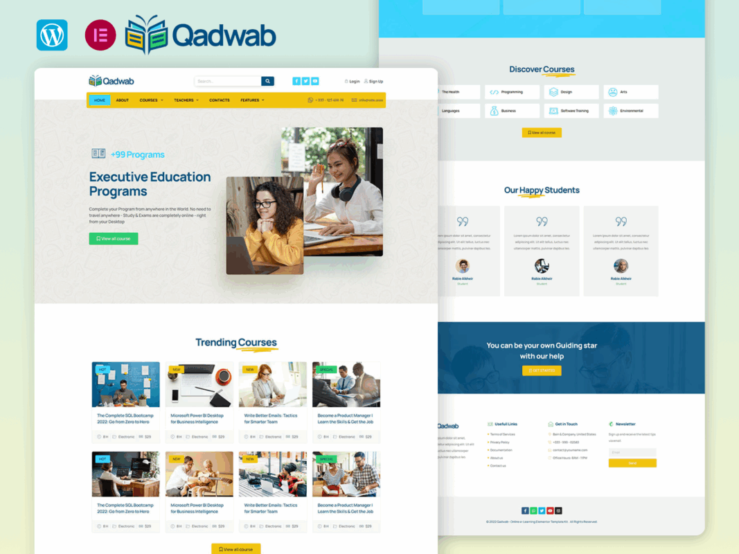 Qadwab – Online e-Learning Elementor Template Kit