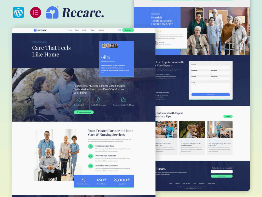 Recare – Home Care And Private Nursing Elementor Template Kit