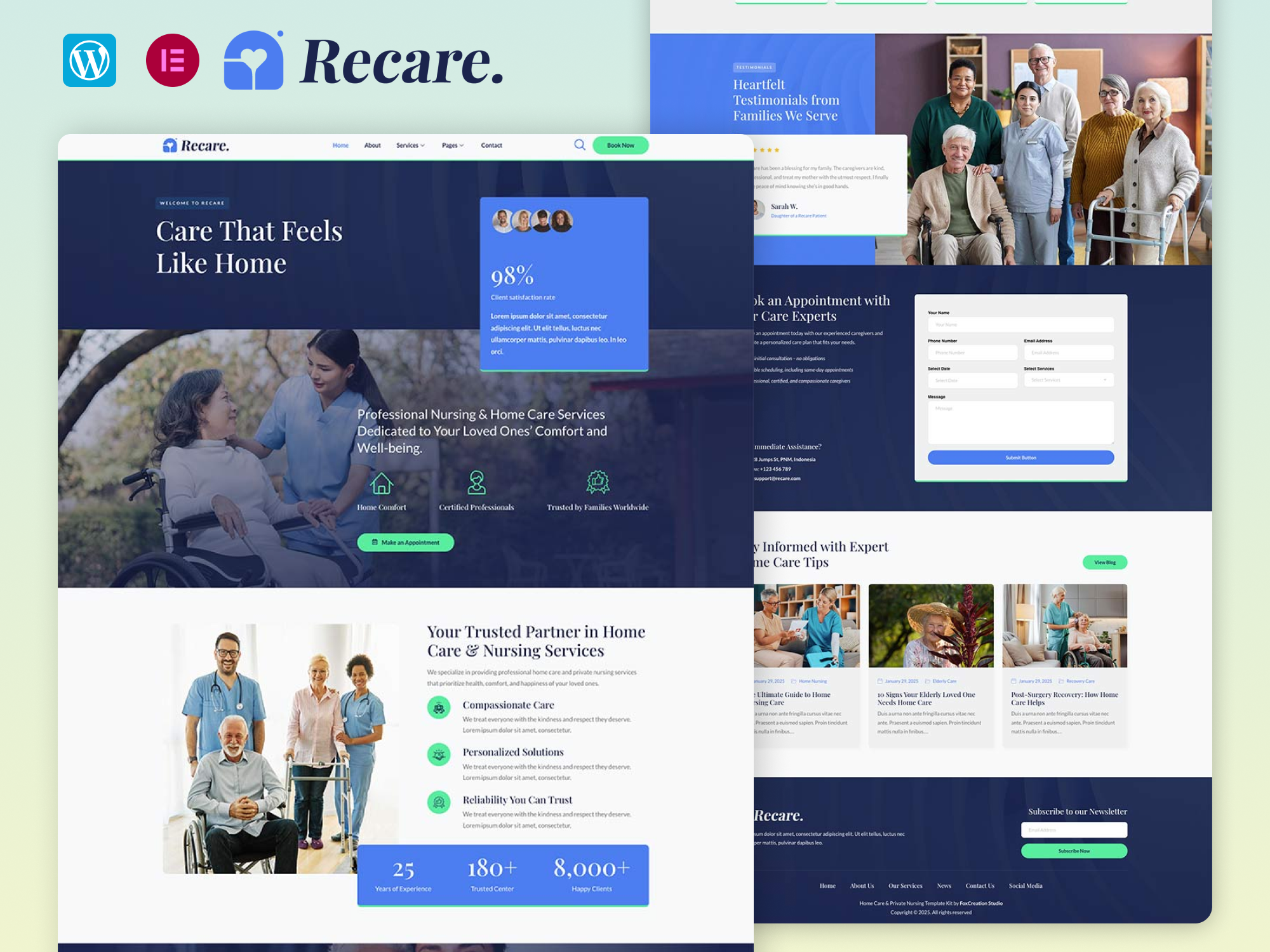 Recare - Home Care And Private Nursing Elementor Template Kit