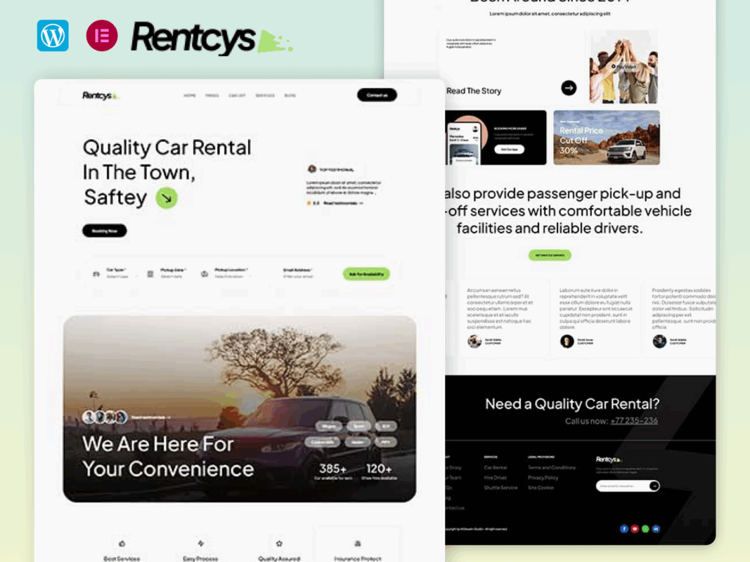 Rentcys – Car Rental Elementor Template Kit