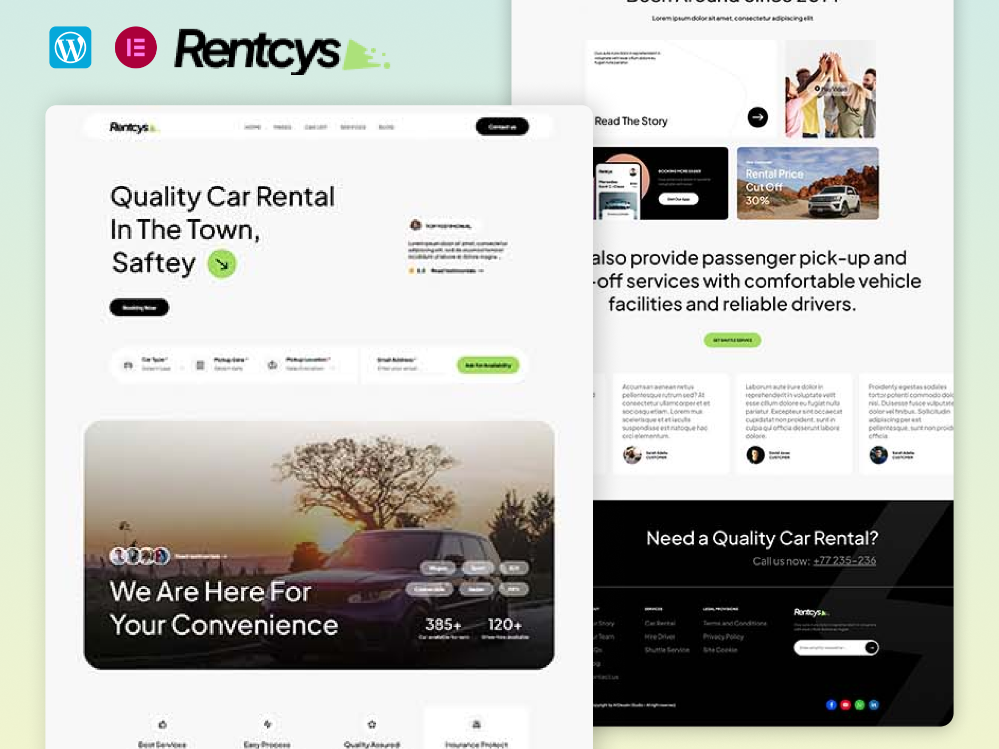 Rentcys - Car Rental Elementor Template Kit
