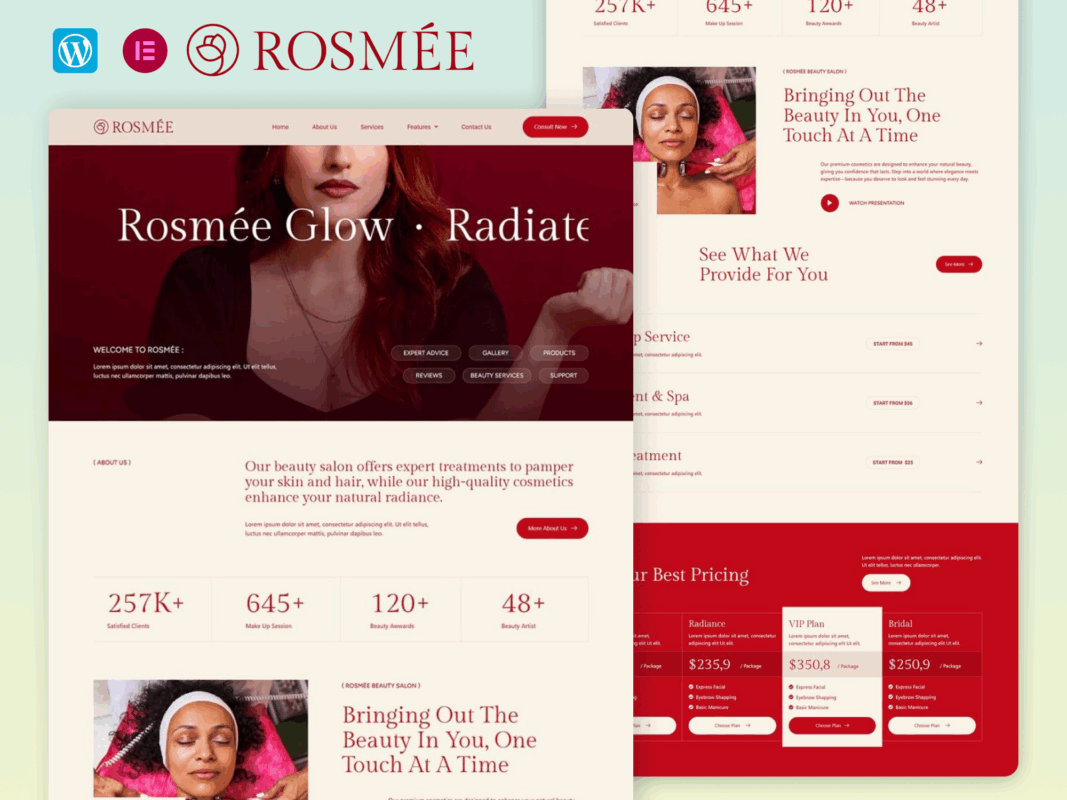 Rosmee – Beauty Salon And Cosmetic Elementor Tempate Kit