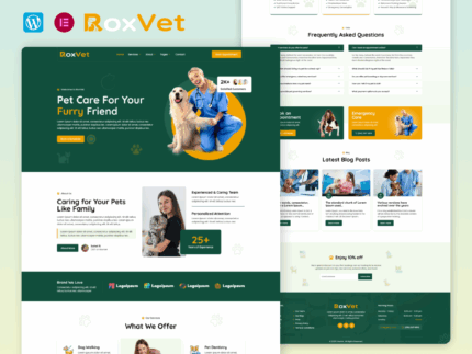 RoxVet - Veterinary And Pet Care Services Elementor Template Kit