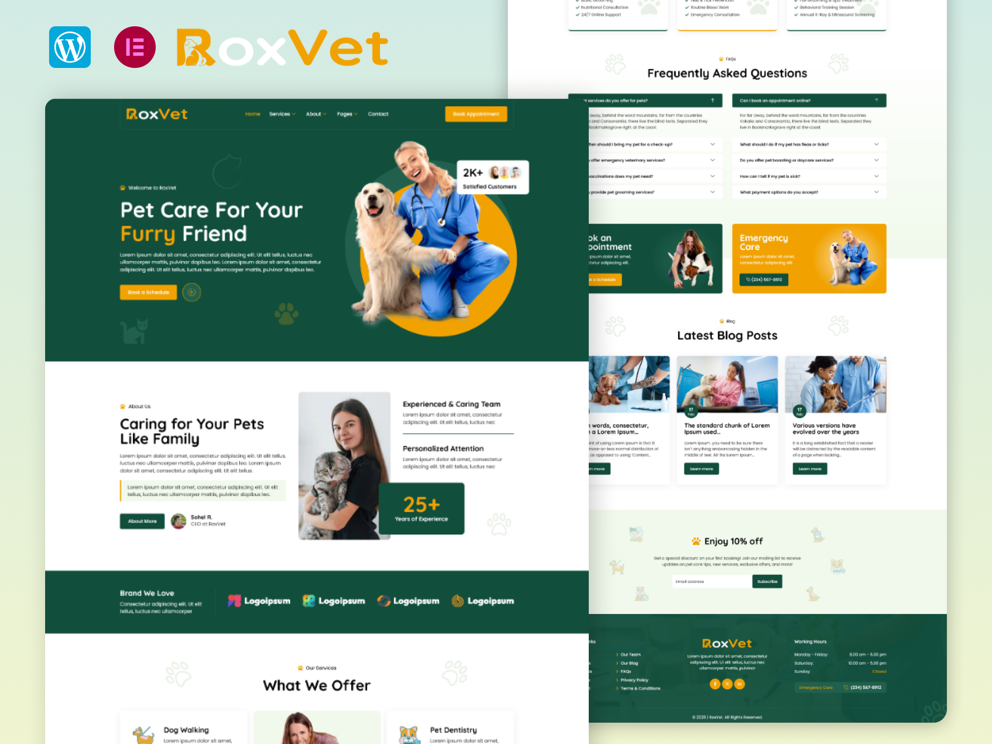 RoxVet - Veterinary And Pet Care Services Elementor Template Kit
