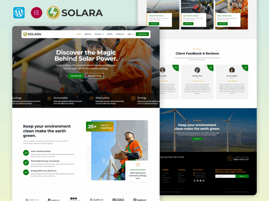 Solara – Solar Panel And Renewable Energy Elementor Template Kit