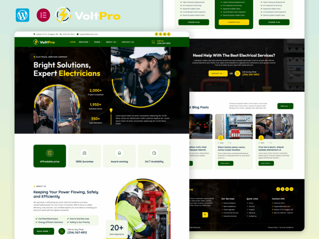 Voltpro – Electrical Services Elementor Template Kit