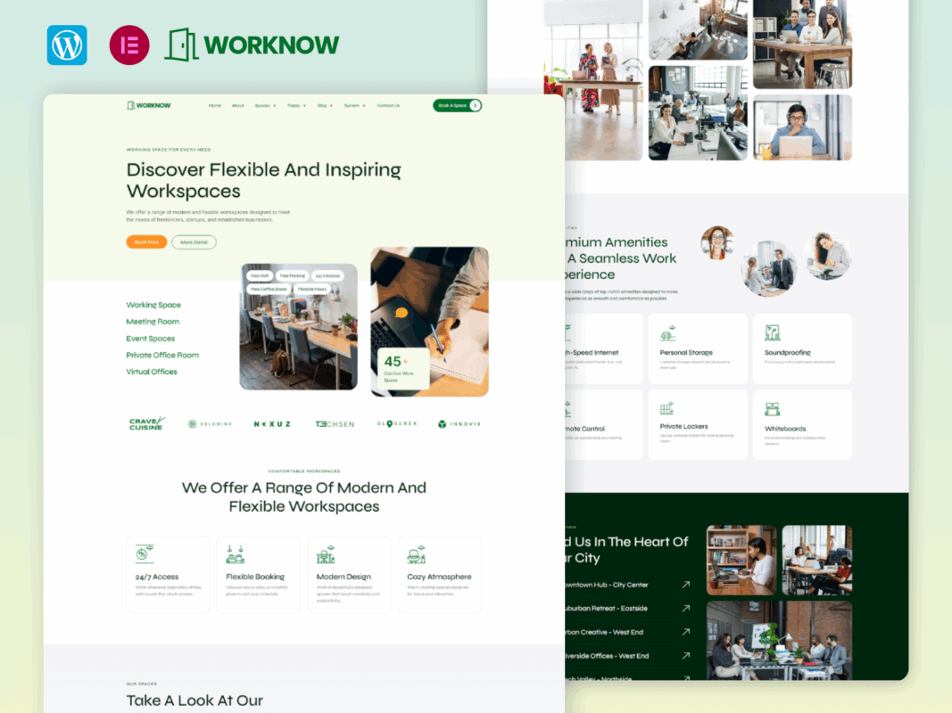 Worknow – Coworking Space Elementor Pro Template Kit